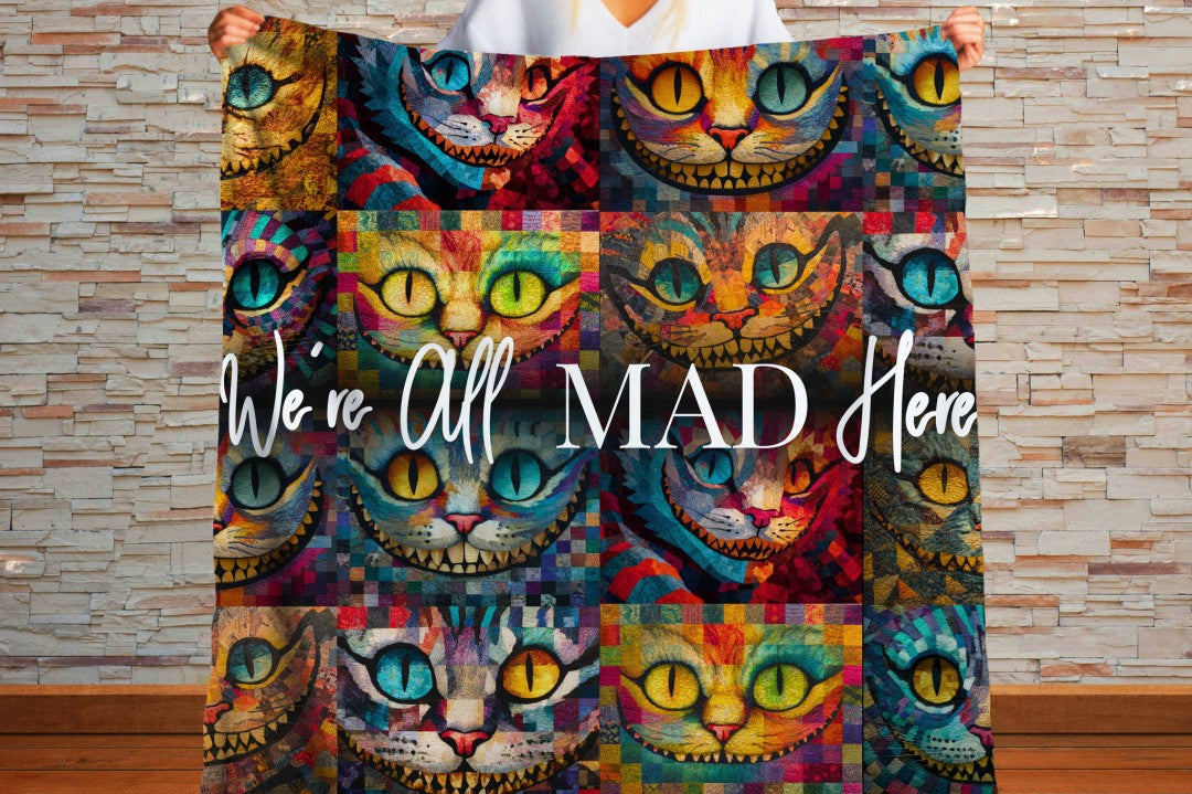 Sherpa Throw Blanket - Cheshire Cat from Alice in Wonderland - Soft Plush Throw Blanket