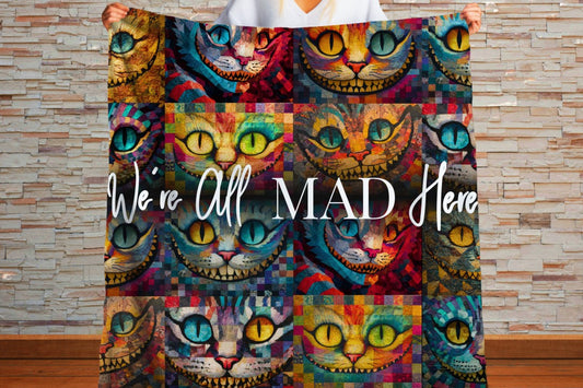 Sherpa Throw Blanket - Cheshire Cat from Alice in Wonderland - Soft Plush Throw Blanket