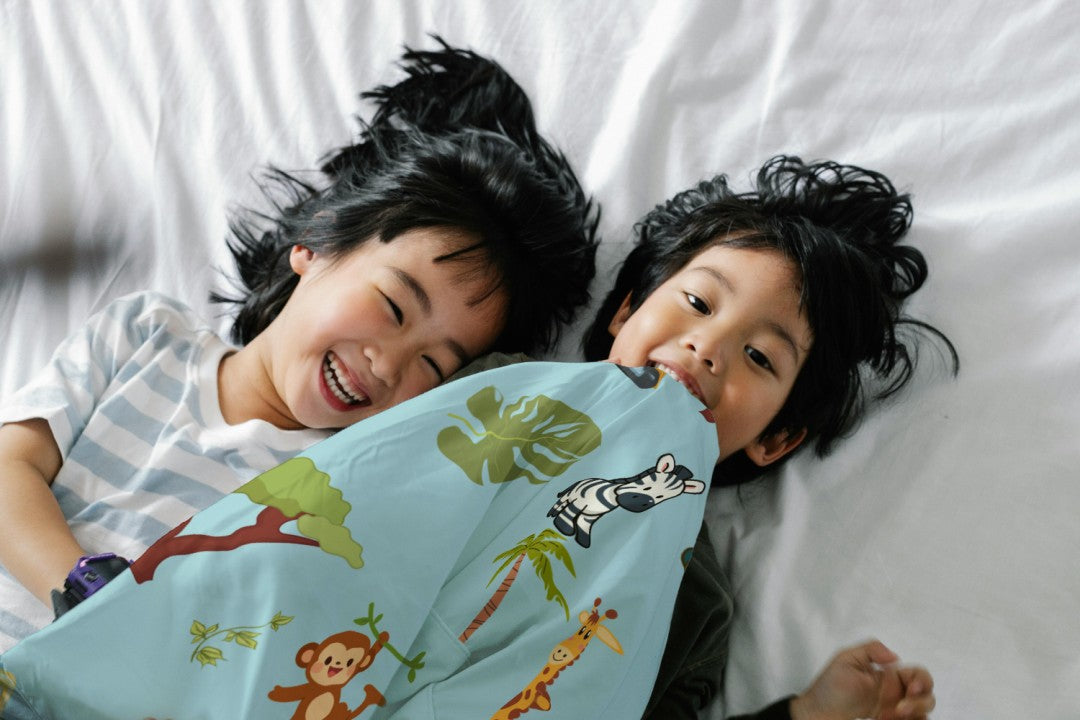 Sherpa Throw Blanket - Blue Children's Safari Pattern - Soft Plush Throw Blanket