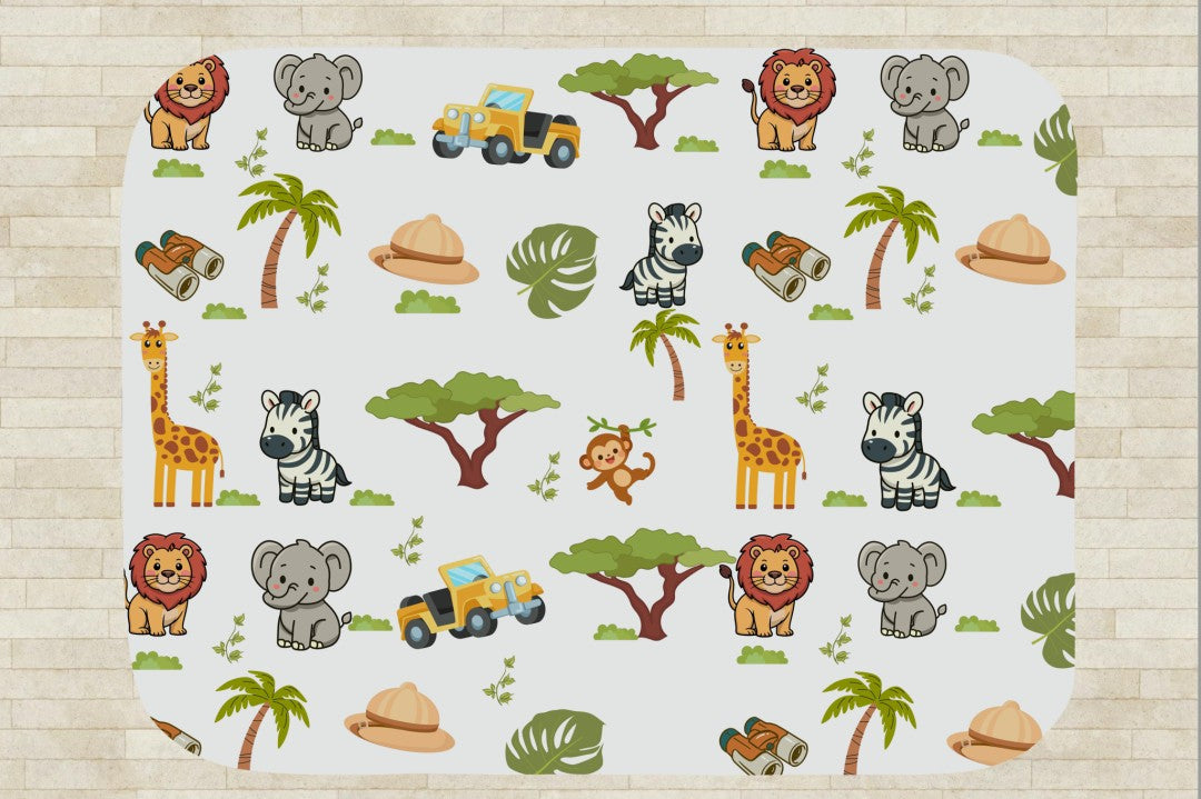 Sherpa Throw Blanket - White Children's Safari Blanket - Soft Plush Throw Blanket