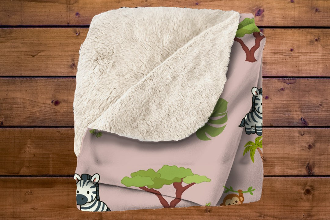 Sherpa Throw Blanket - Boho Children's Safari Blanket - Soft Plush Throw Blanket