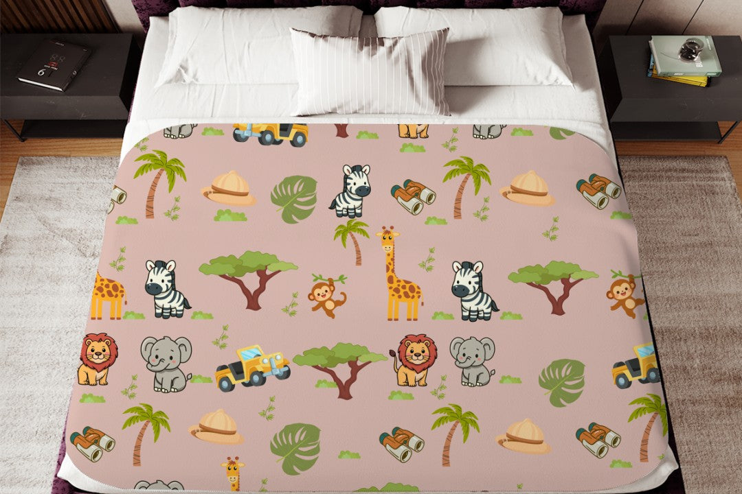 Sherpa Throw Blanket - Boho Children's Safari Blanket - Soft Plush Throw Blanket