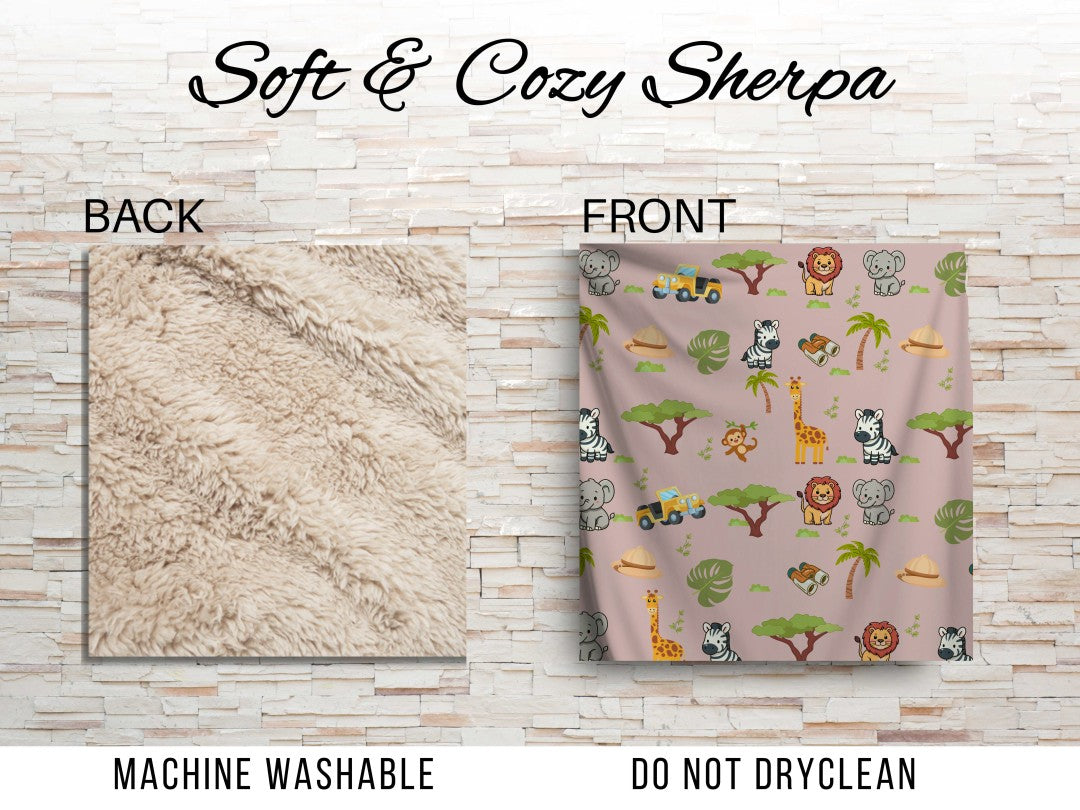 Sherpa Throw Blanket - Boho Children's Safari Blanket - Soft Plush Throw Blanket