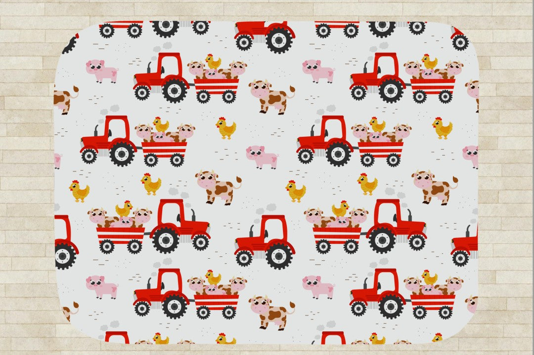 Sherpa Throw Blanket - Farm Animals and Tractor - Soft Plush Throw Blanket