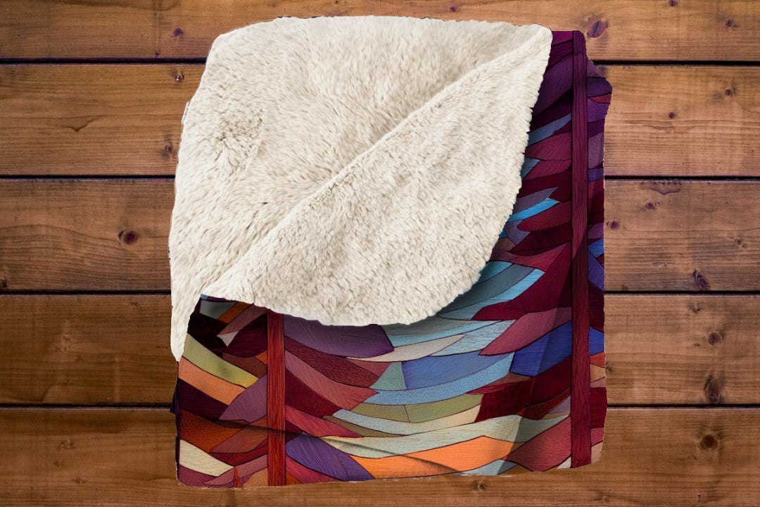 Sherpa Throw Blanket - Moose Stained Glass in Woods - Soft Plush Throw Blanket