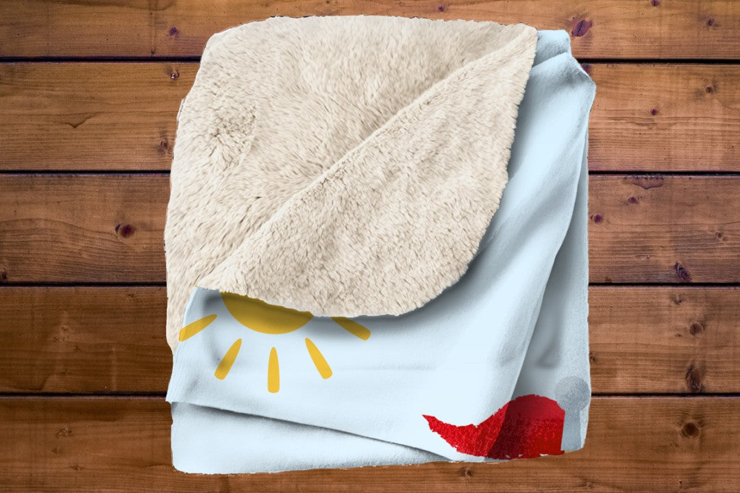 Sherpa Throw Blanket - Cartoon Kids Pirate Design - Soft Plush Throw Blanket