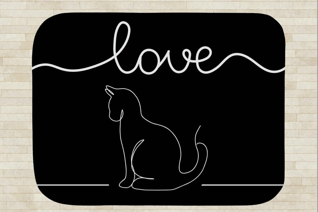 Sherpa Throw Blanket - Minimalistic Love Cat Black and White Design - Soft Plush Throw Blanket