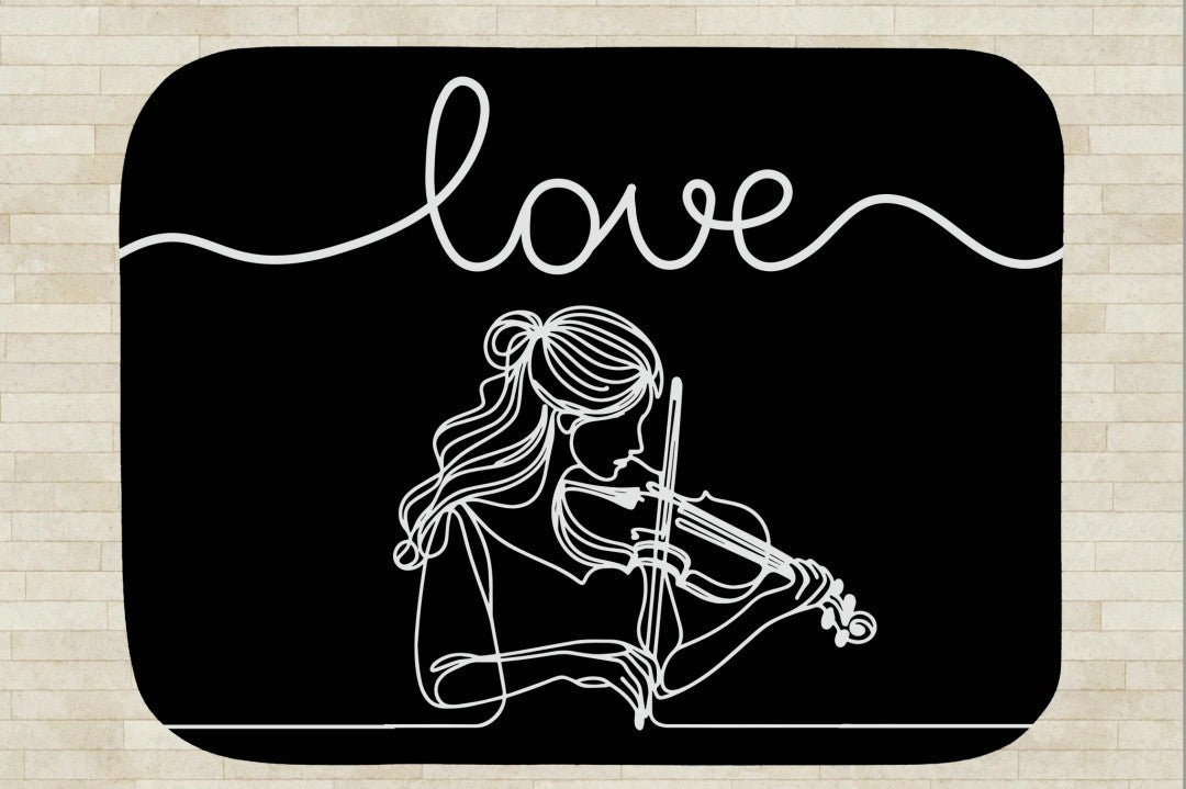 Sherpa Throw Blanket - Minimalistic Love Violinist Design - Soft Plush Throw Blanket