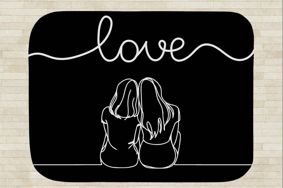 Sherpa Throw Blanket - Minimalistic Women Hugging Black and White Design - Soft Plush Throw Blanket