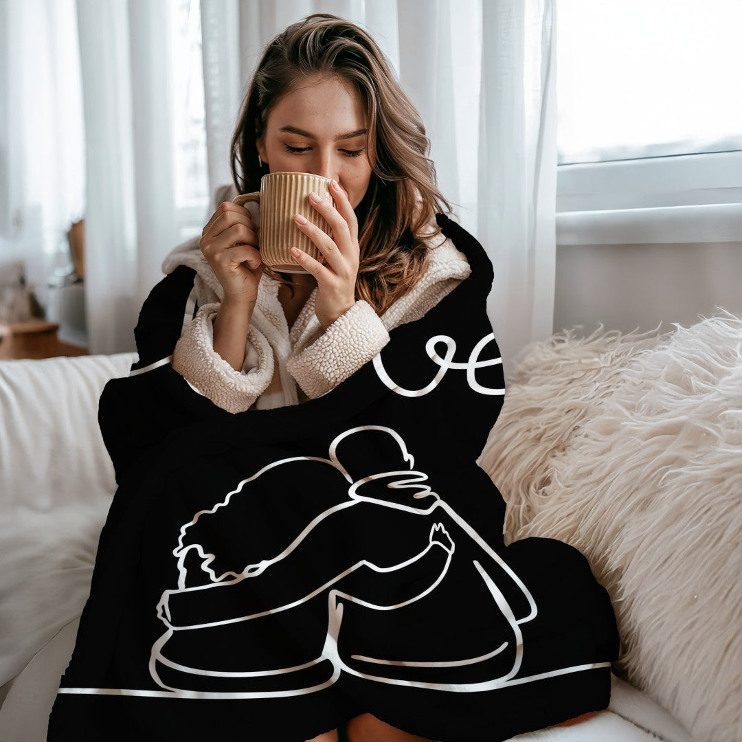 Sherpa Throw Blanket - Minimalistic Couple Black and White Design - Soft Plush Throw Blanket