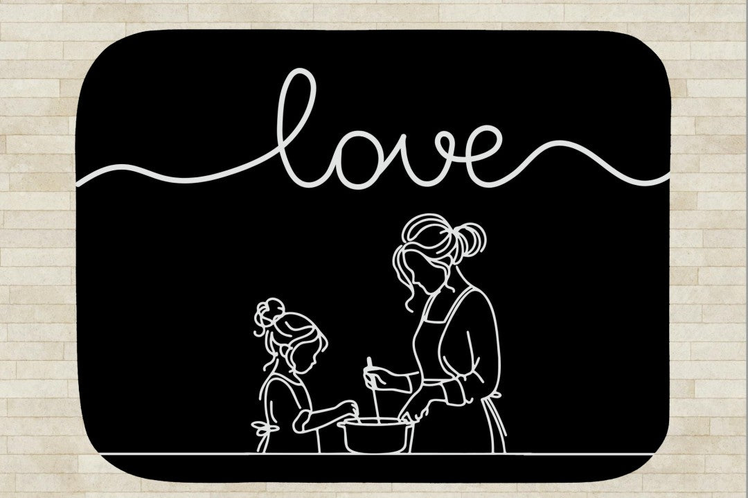 Sherpa Throw Blanket - Minimalistic Love Mom and Daughter Black and White Design - Soft Plush Throw Blanket