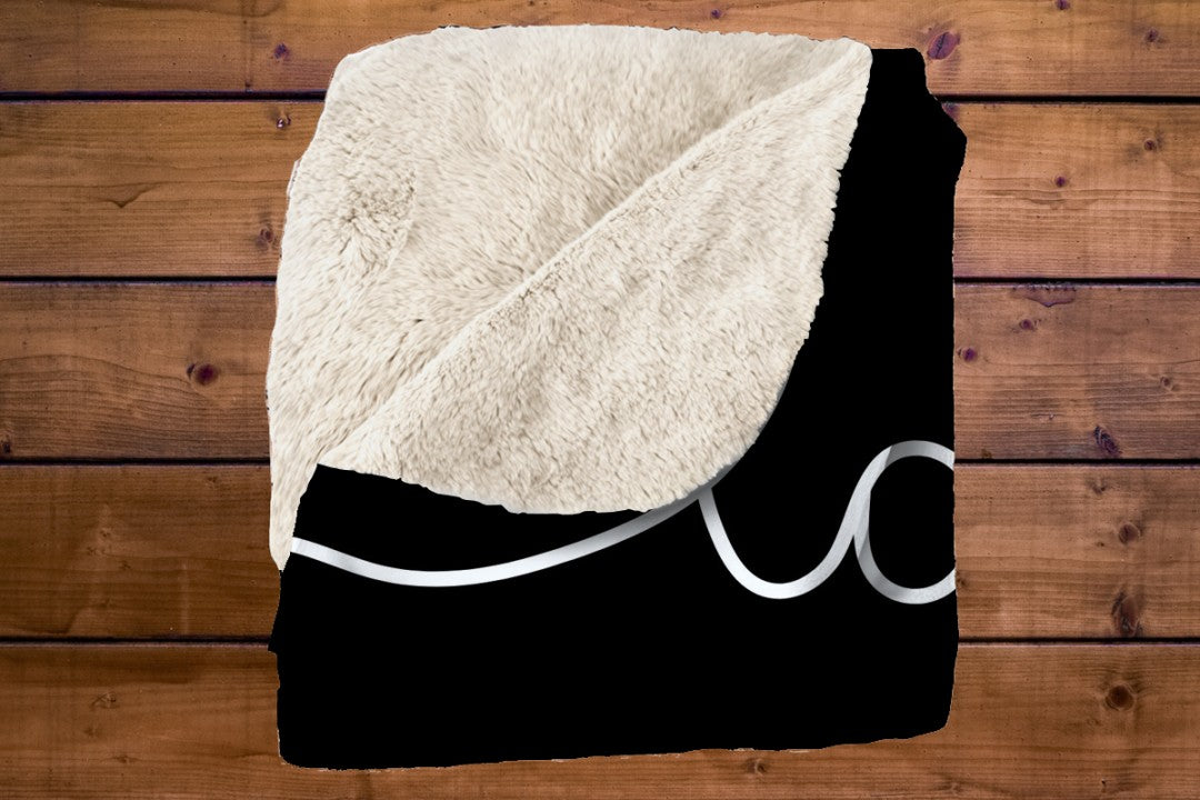 Sherpa Throw Blanket - Minimalistic Love Mom and Daughter Black and White Design - Soft Plush Throw Blanket