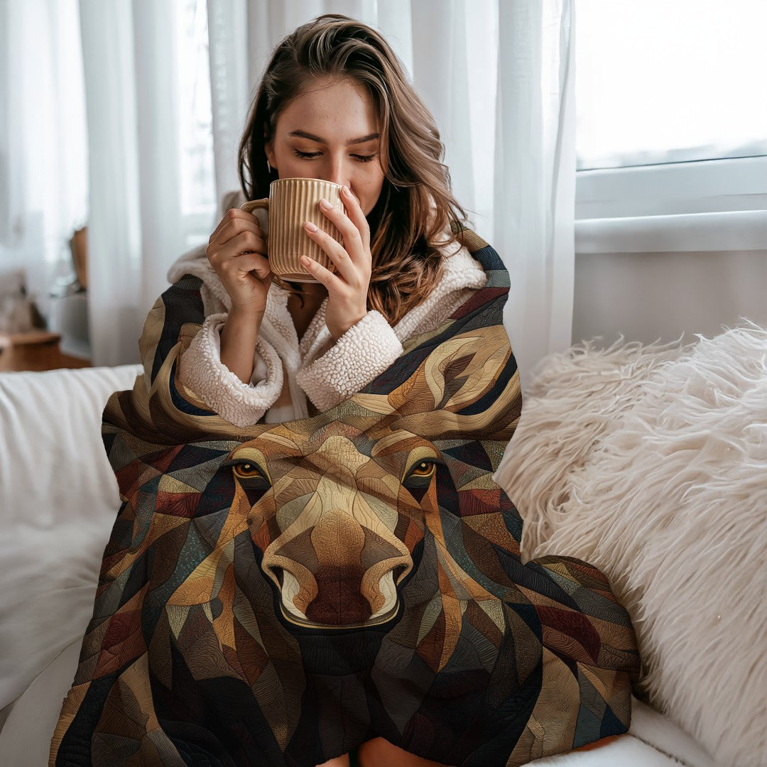 Sherpa Throw Blanket - Rustic Cabin Moose Design - Soft Plush Throw Blanket