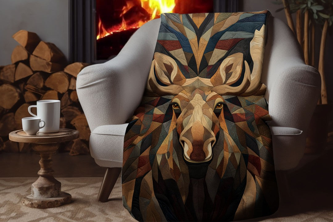 Sherpa Throw Blanket - Rustic Cabin Moose Design - Soft Plush Throw Blanket