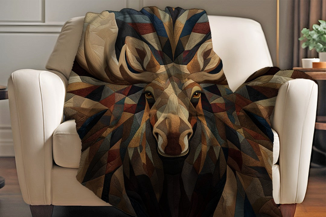 Sherpa Throw Blanket - Rustic Cabin Moose Design - Soft Plush Throw Blanket