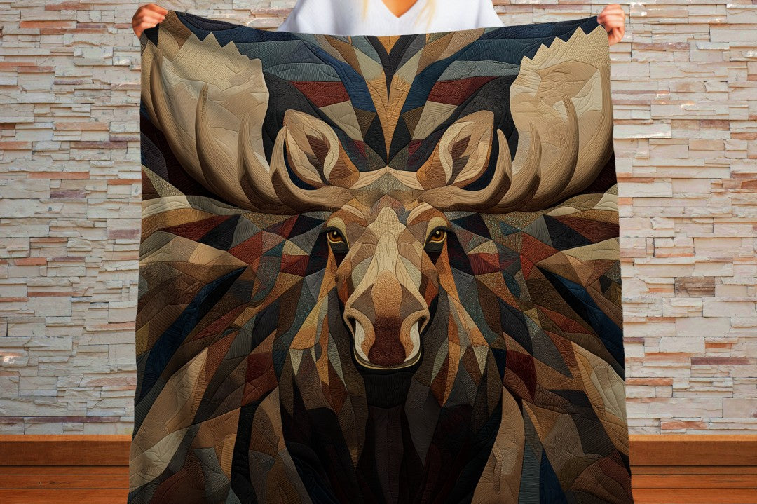 Sherpa Throw Blanket - Rustic Cabin Moose Design - Soft Plush Throw Blanket