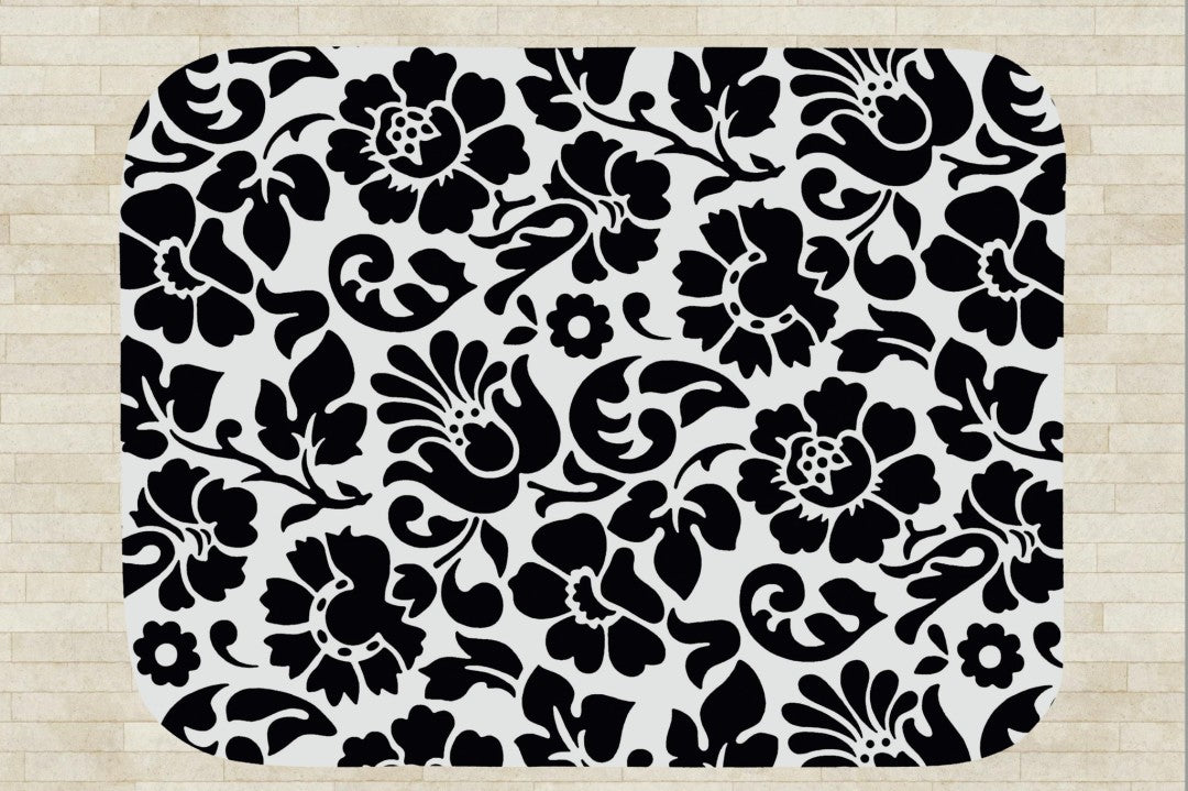 Sherpa Throw Blanket - Black and White Floral Design - Soft Plush Throw Blanket