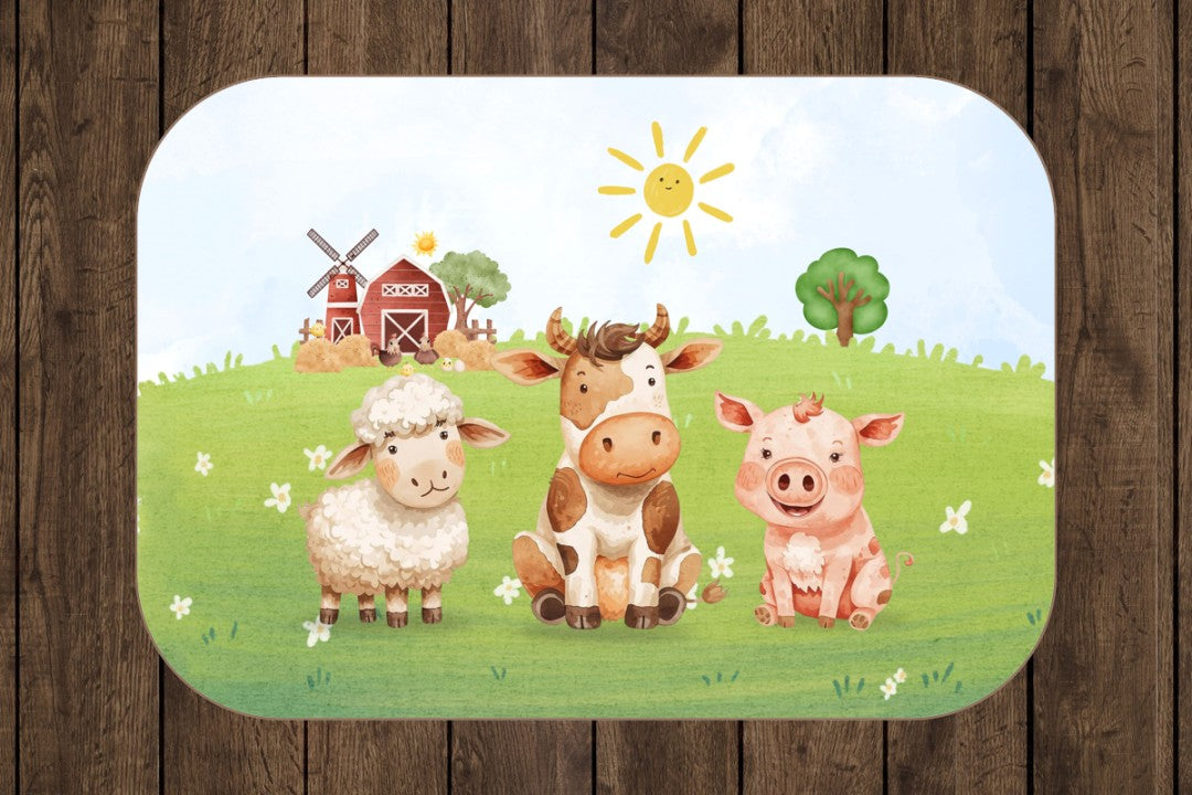 Sherpa Throw Blanket - Children's Watercolor Farm Design - Soft Plush Throw Blanket