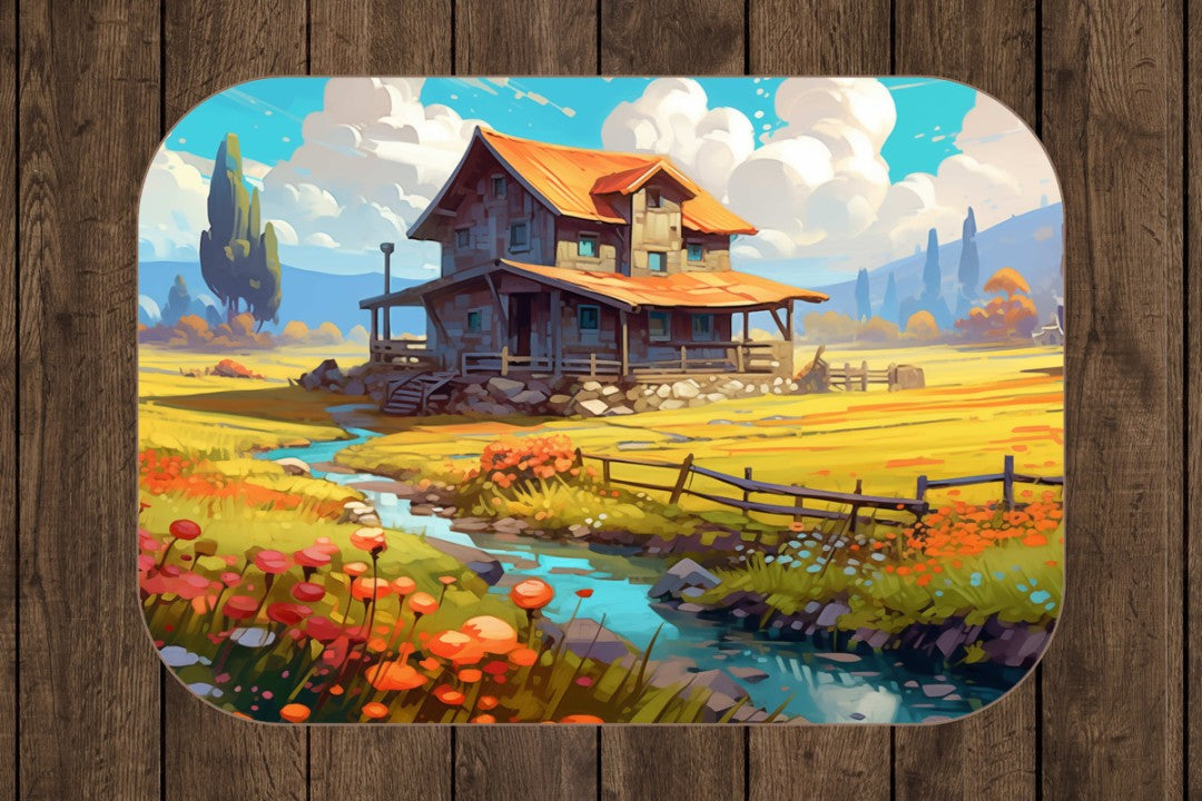 Sherpa Throw Blanket - Farm Landscape Design - Soft Plush Throw Blanket