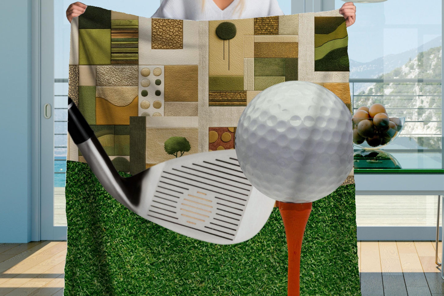Golf Club and Tee Sherpa Blanket – Golf Ball Art, Golfer Gift, Sports Throw