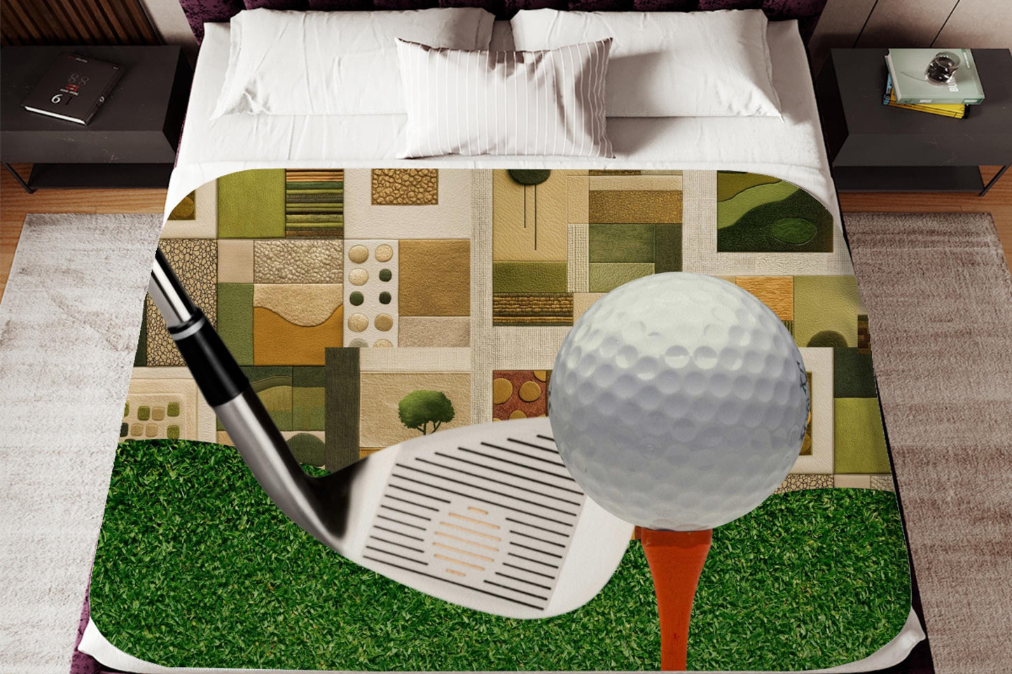 Golf Club and Tee Sherpa Blanket – Golf Ball Art, Golfer Gift, Sports Throw