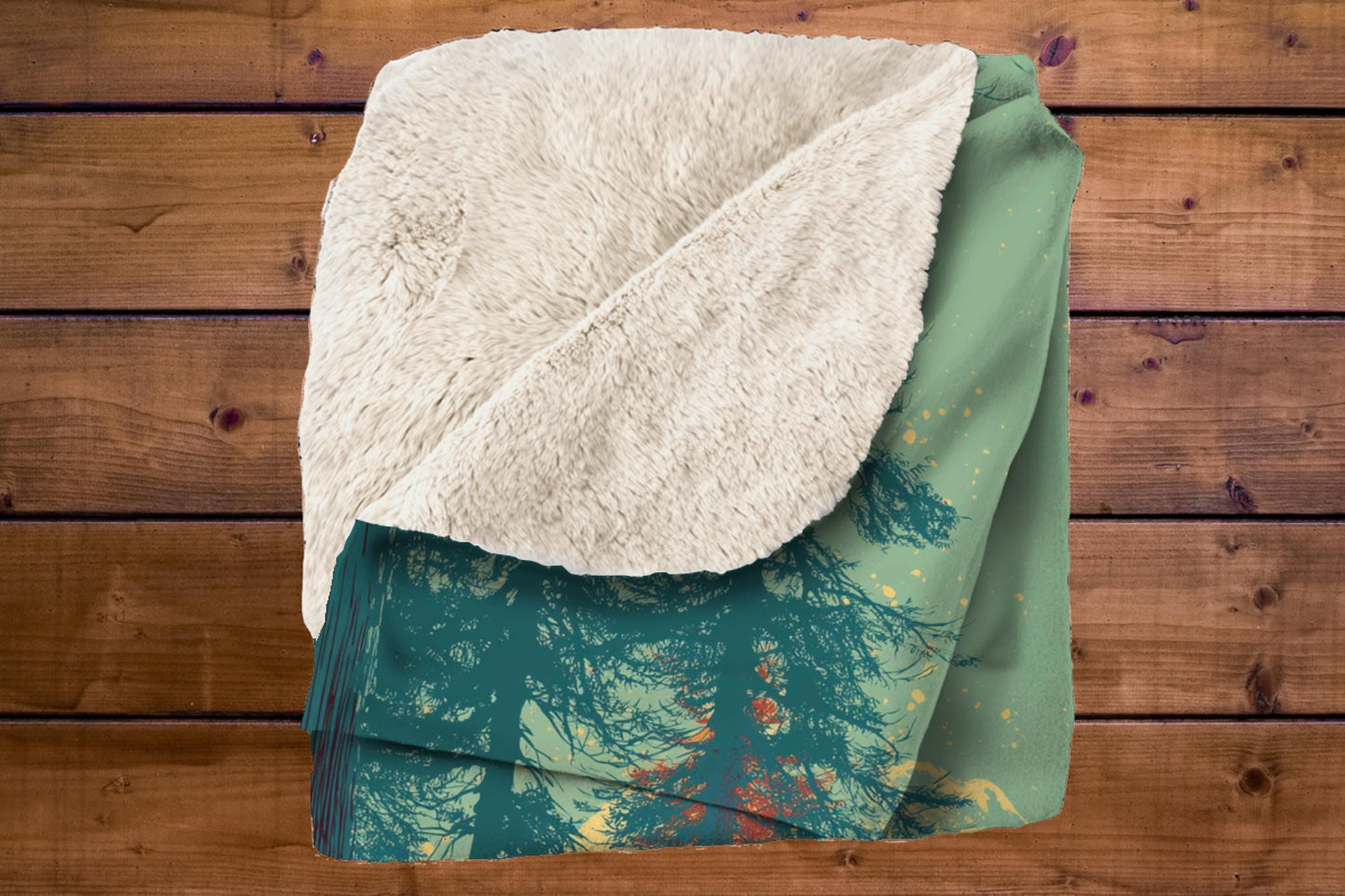 Bigfoot Mountain Biking Sherpa Blanket – Sasquatch Trail Rider Art, Forest Adventure Throw