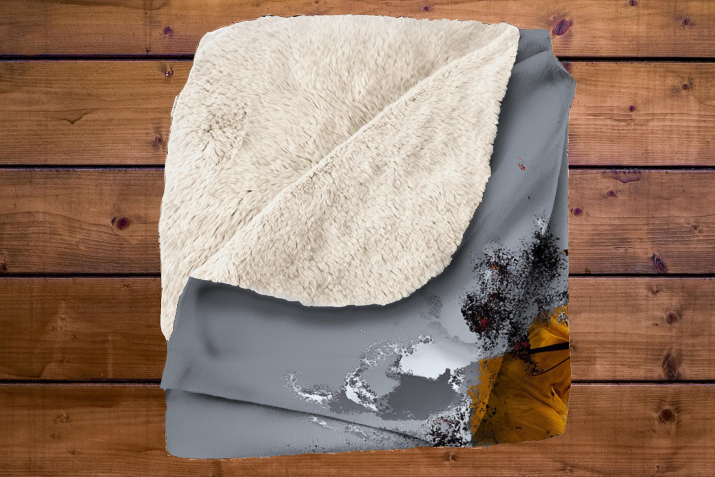 Abstract Mountain Biker Sherpa Blanket – Exploding Motion Art, Downhill Cycling Sports Throw