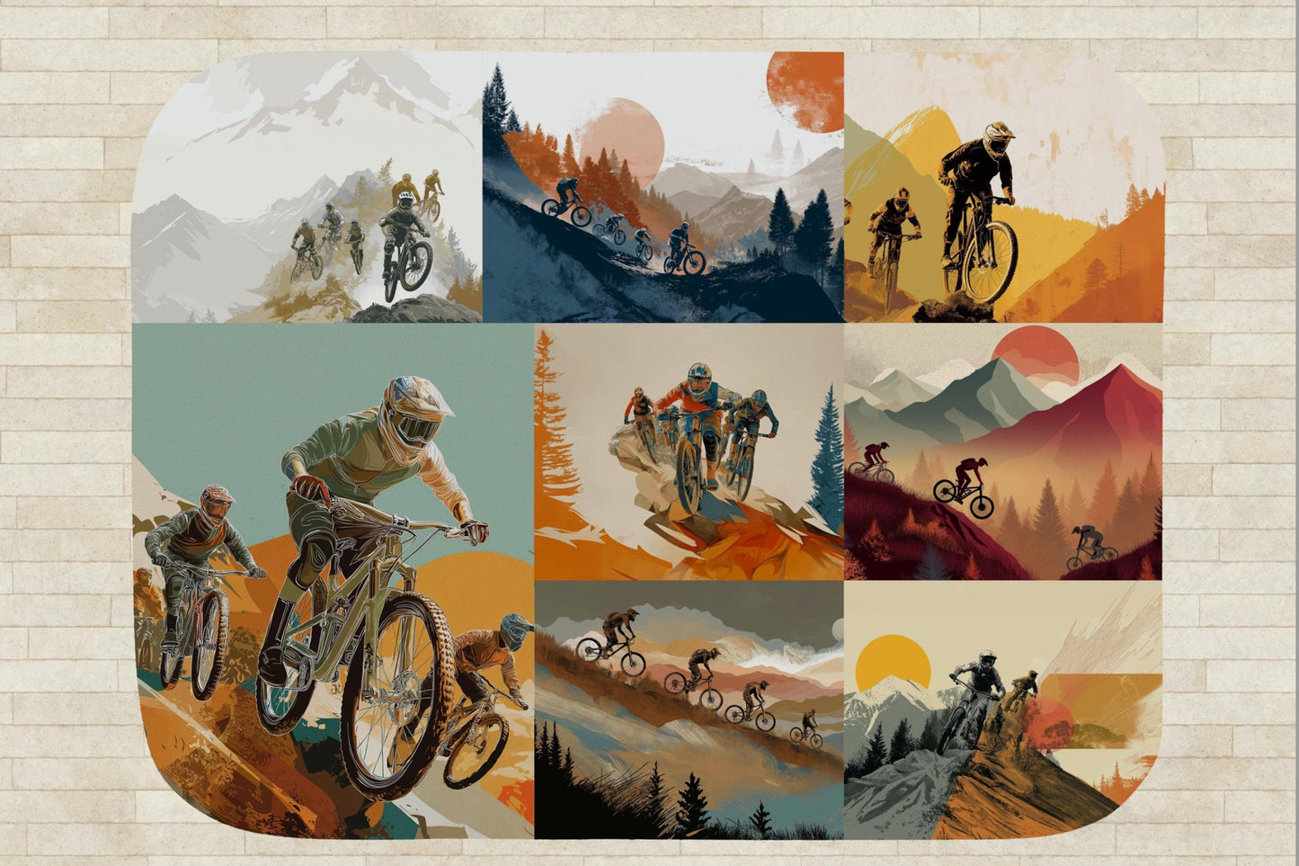 Mountain Biking Collage Sherpa Blanket – Trail Rider Art, MTB Adventure Sports Throw