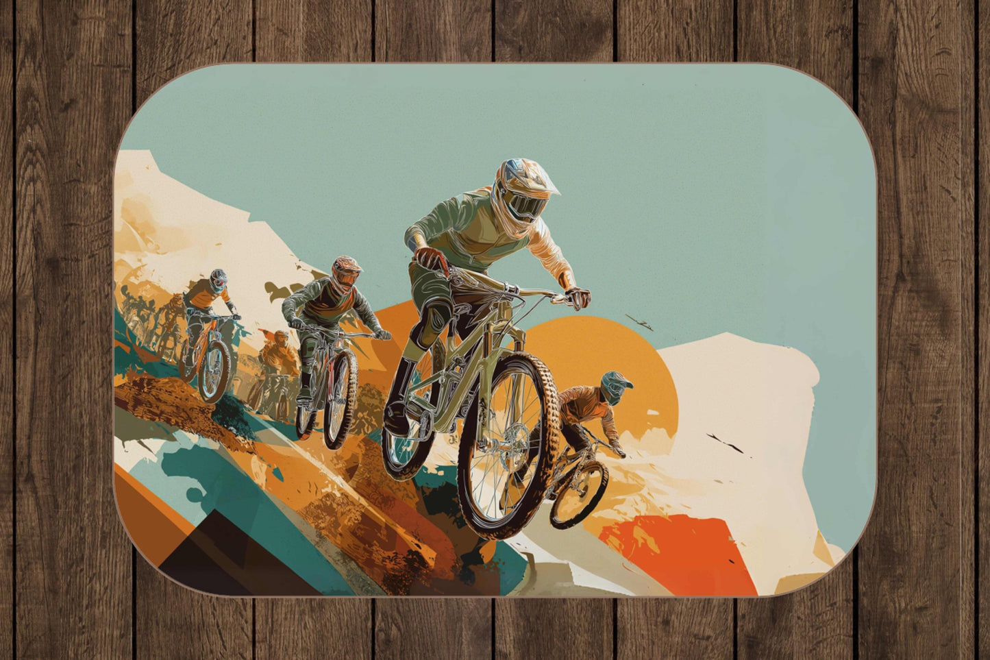 Downhill Mountain Biker Sherpa Blanket – Action Sports Cycling Art, Trail Rider Adventure Throw