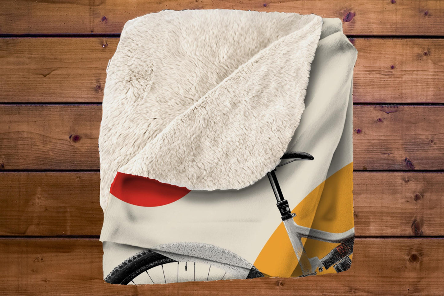 Modern Mountain Bike Sherpa Blanket – Geometric Cycling Art, MTB Rider Gift, Trail Adventure Throw