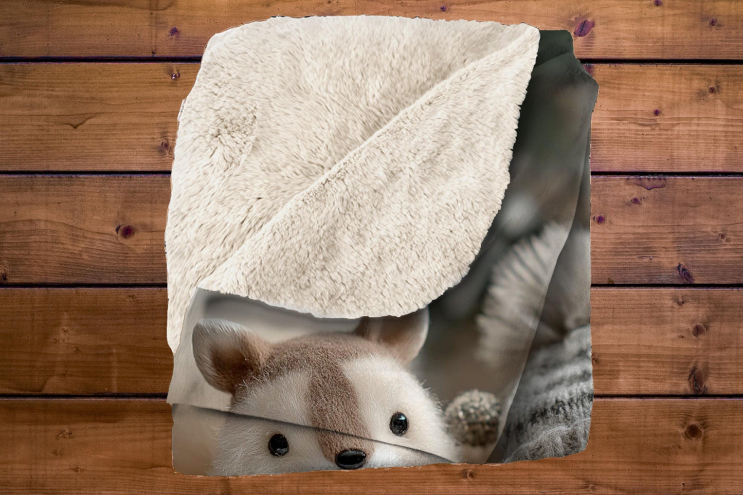 Winter Woodland Plush Sherpa Blanket – Cozy Neutral Animals, Cute Holiday Kids Throw