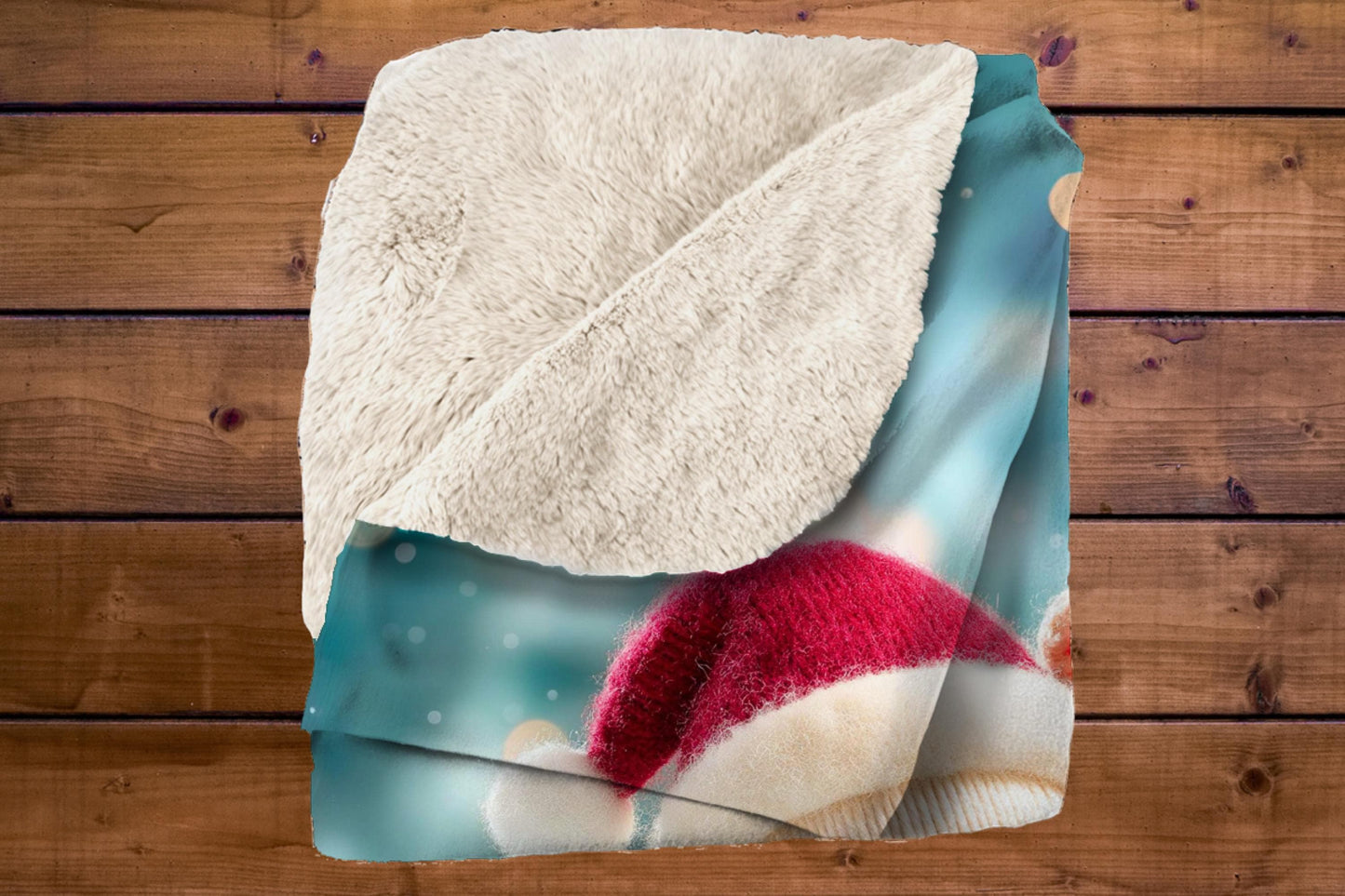 Santa Reindeer Sherpa Blanket – Cute Christmas Plush Art Winter Holiday Throw