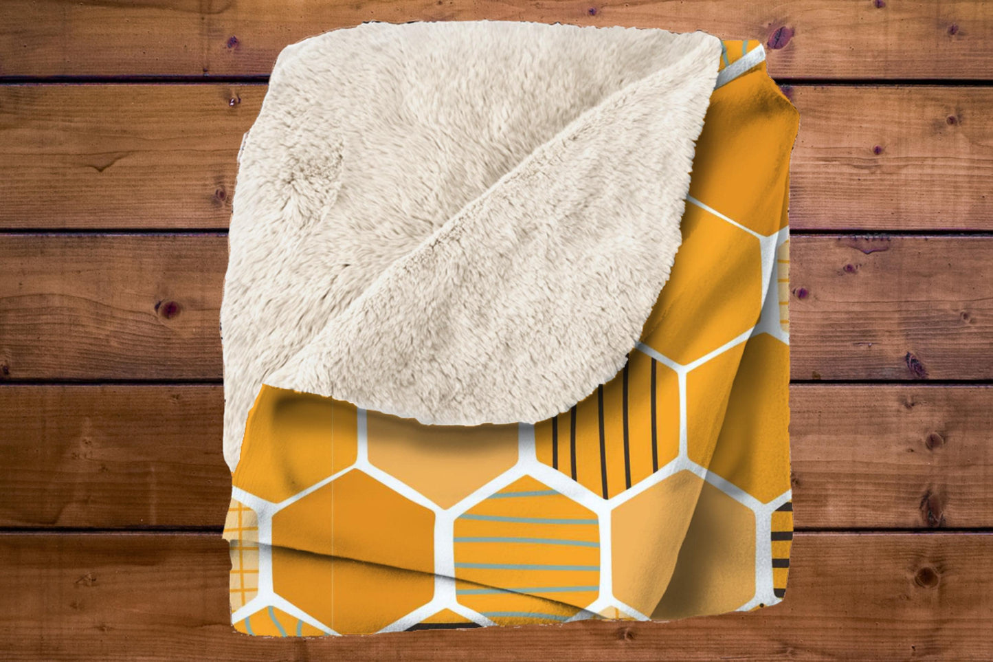 Honeycomb Sherpa Throw Blanket with Modern Geometric Design