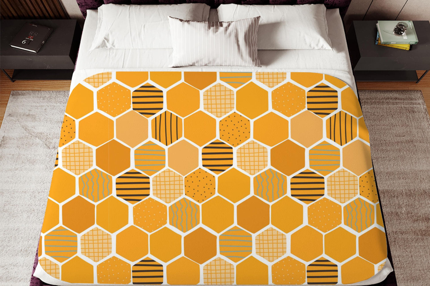Honeycomb Sherpa Throw Blanket with Modern Geometric Design