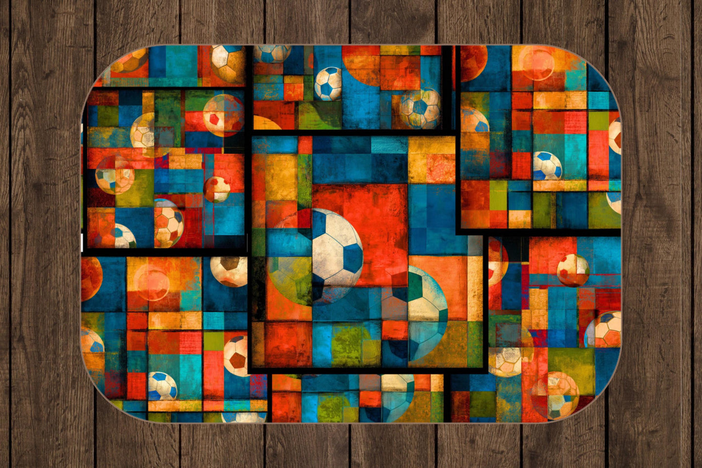 Soccer Sherpa Throw Blanket with Abstract Geometric Design