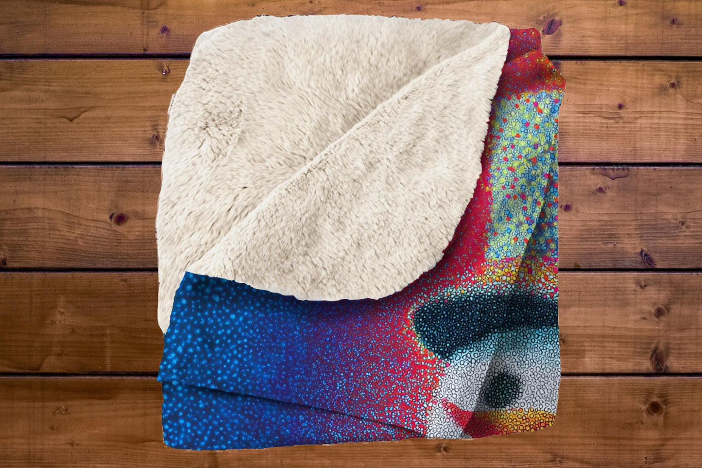 Snowman Sherpa Throw Blanket with Colorful Pointillism Design
