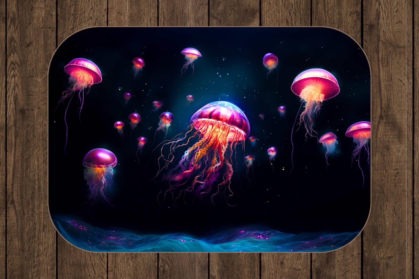 Jellyfish Sherpa Throw Blanket with Glowing Ocean Design