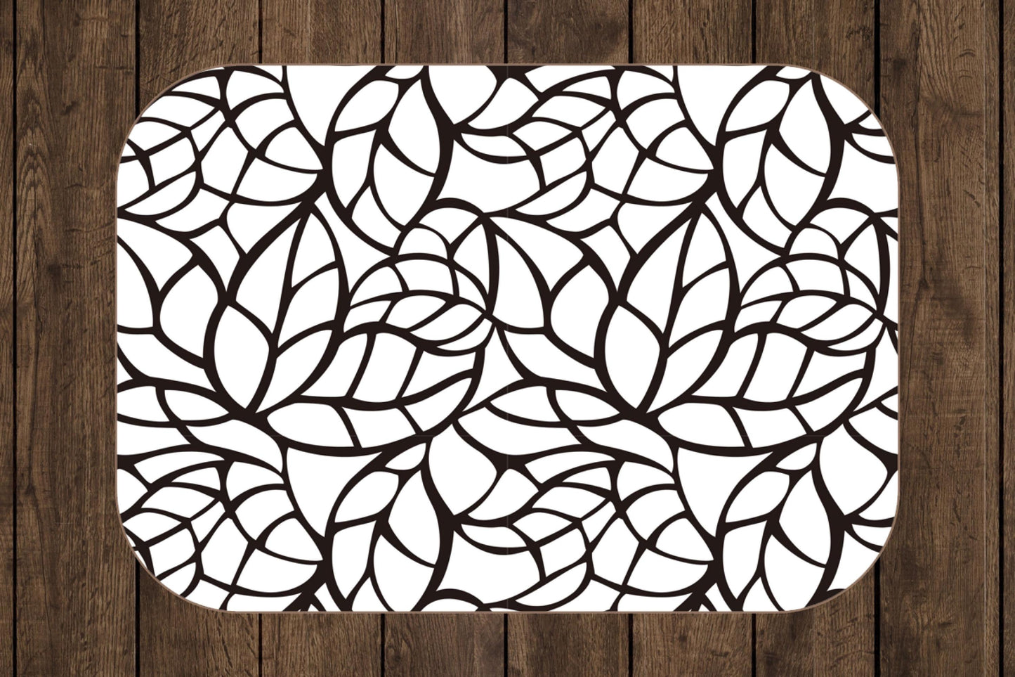 Black White Sherpa Throw Blanket Leaf Line Art Design