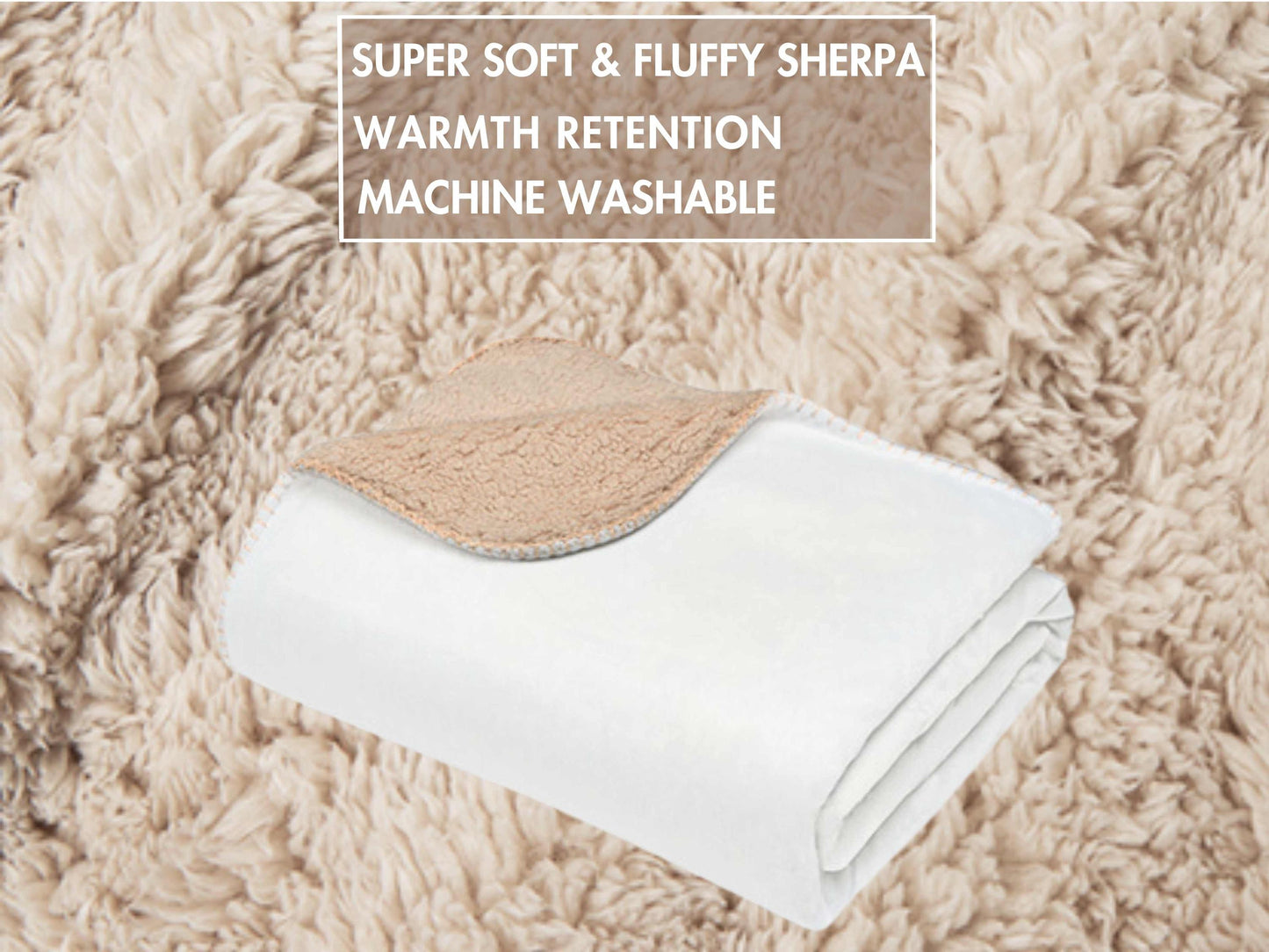 Beige Brown Sherpa Throw Blanket Classic Plaid Design