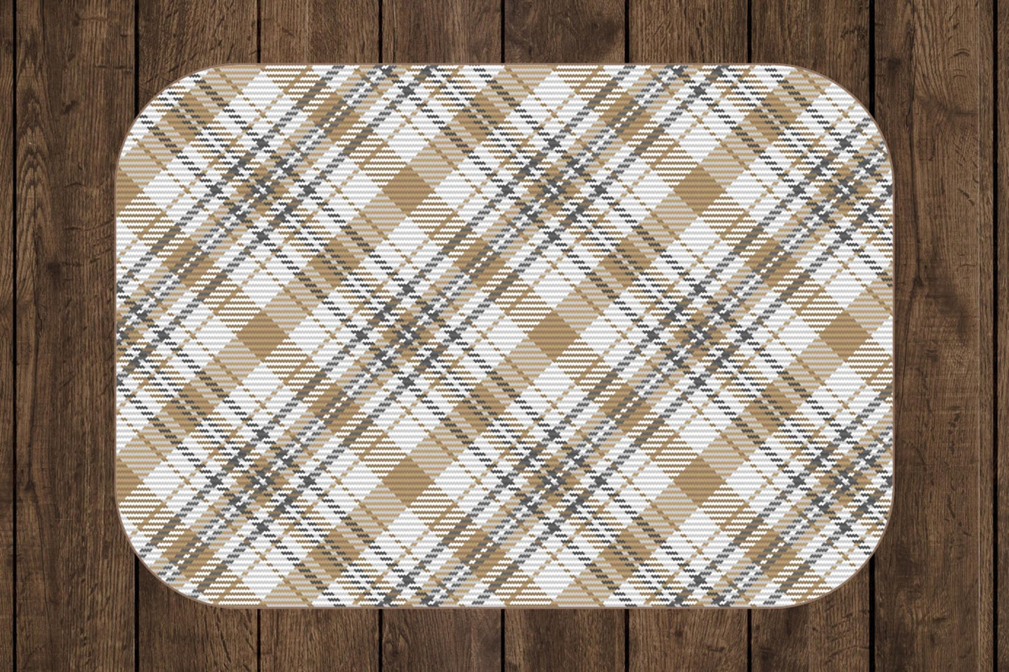 Tan Plaid Sherpa Throw Blanket Neutral Woven Pattern