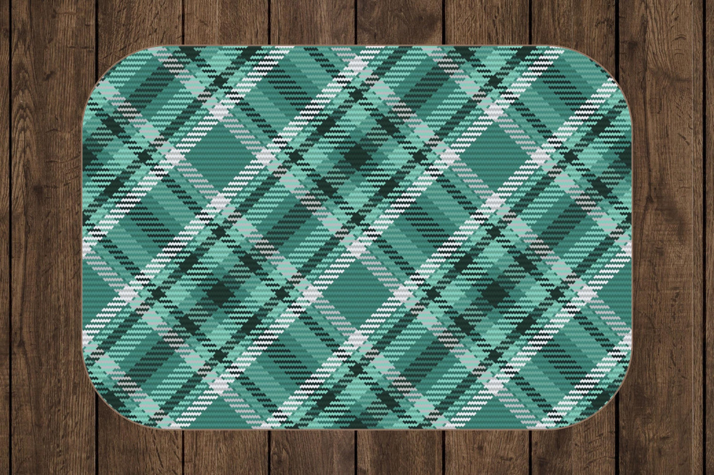 Green Plaid Sherpa Throw Blanket Cozy Woven Pattern