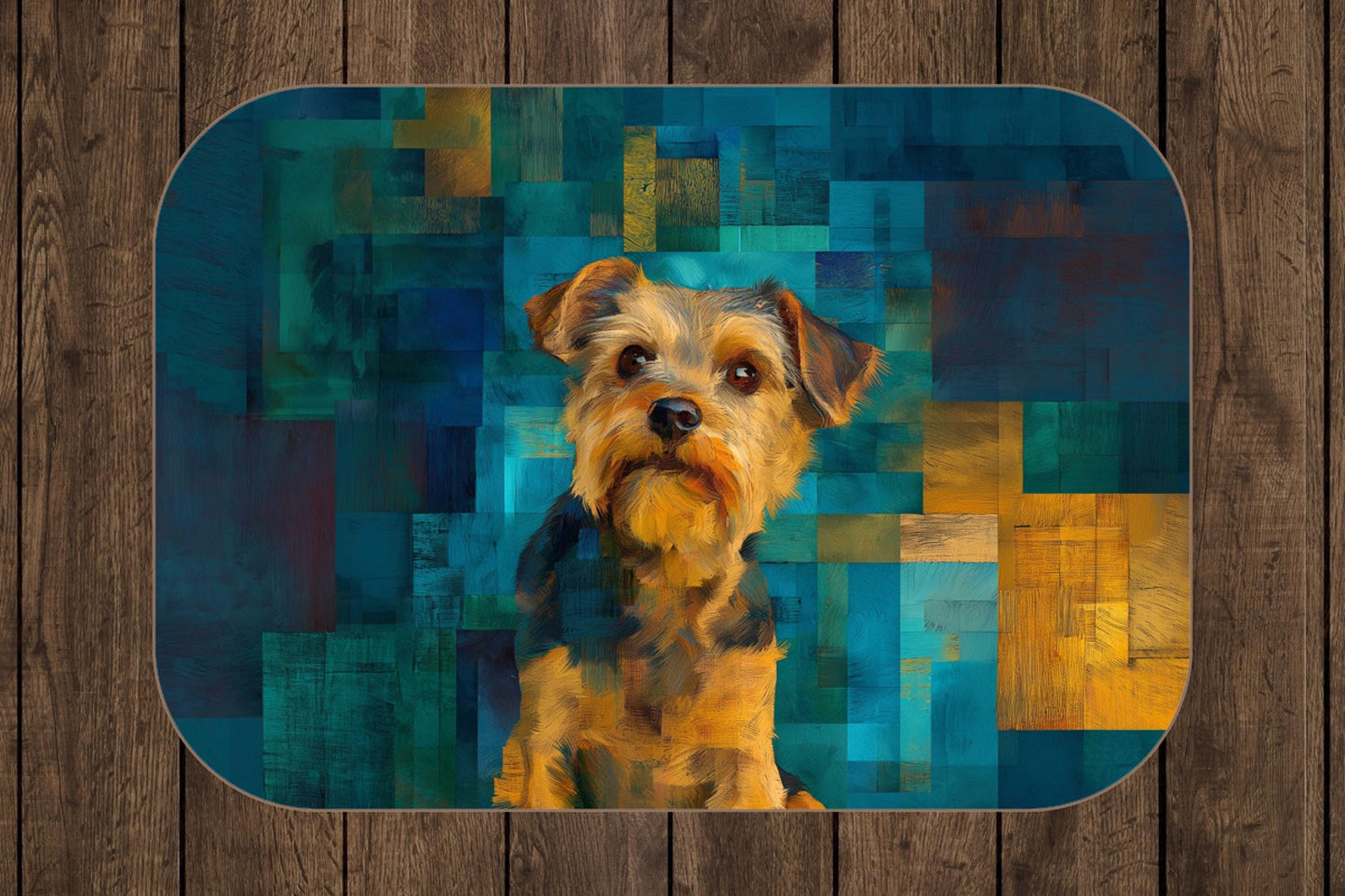 Yorkie Portrait Sherpa Throw Blanket Artistic Teal Pet Design of a Yorkshire Terrier