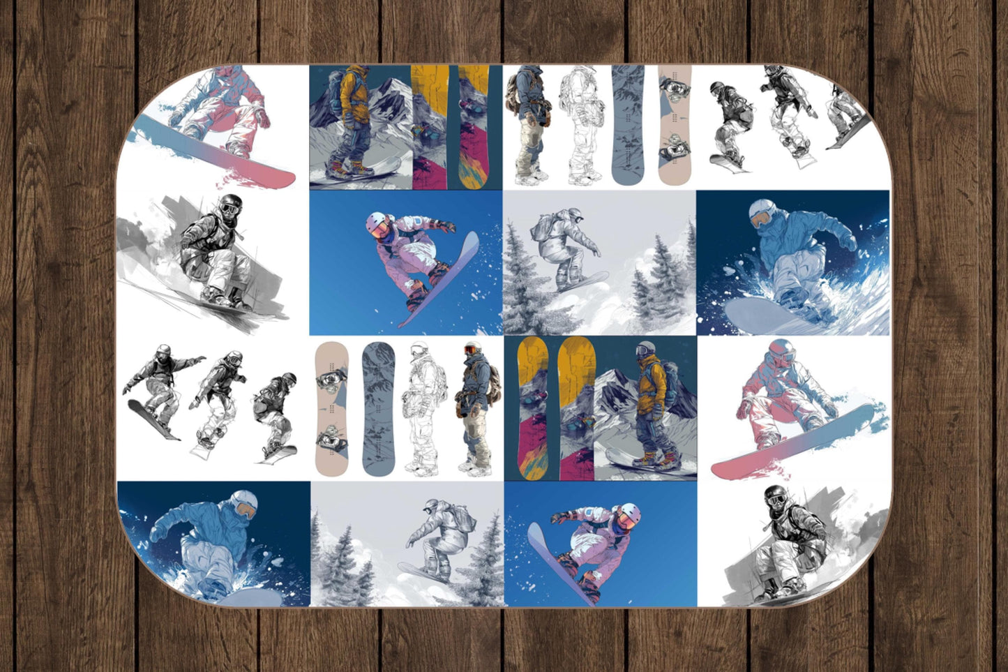 Snowboarder Winter Sherpa Throw Blanket Ski Mountain Design
