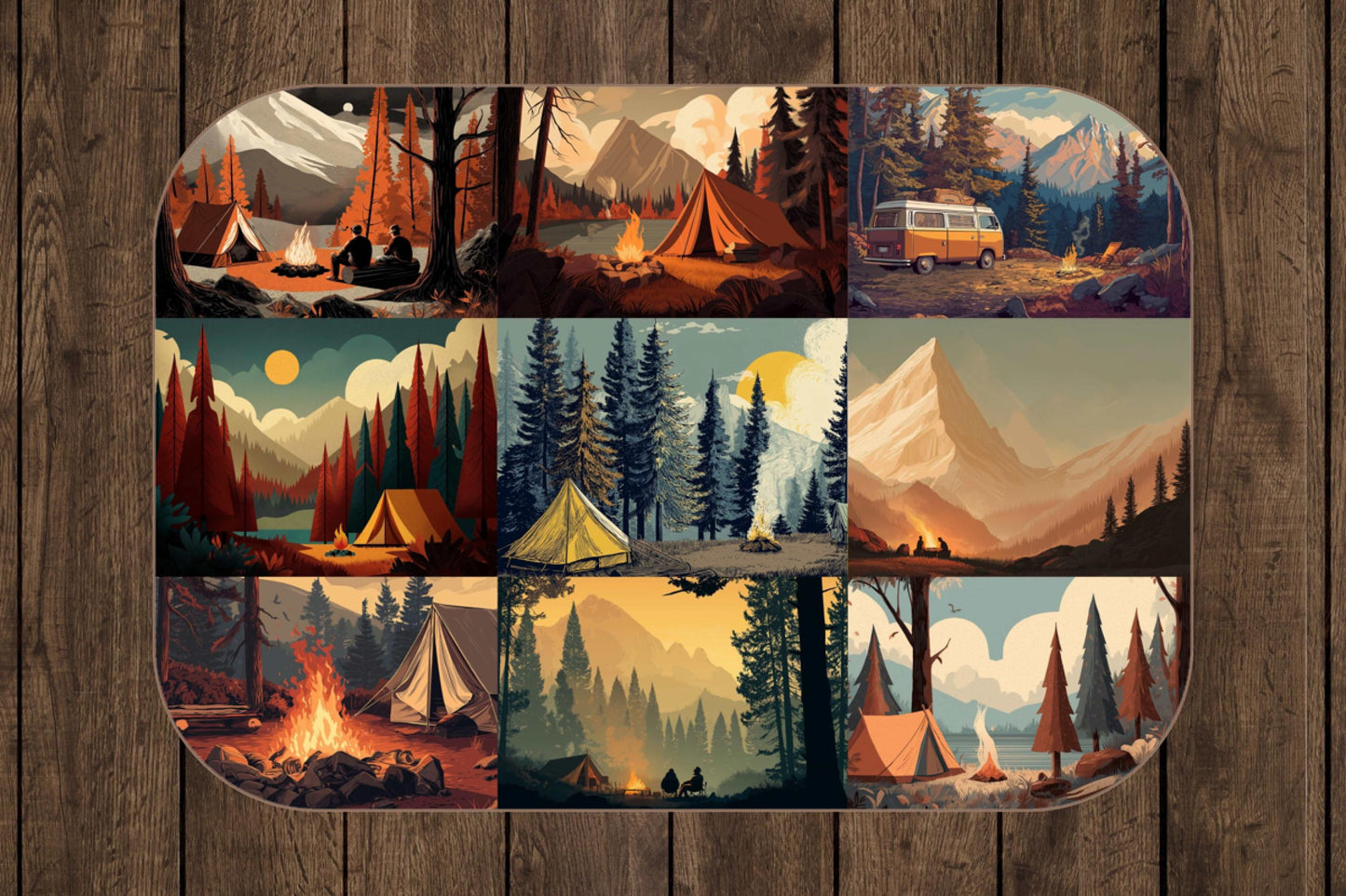 Camping Forest Sherpa Throw Blanket Mountain Campfire Design