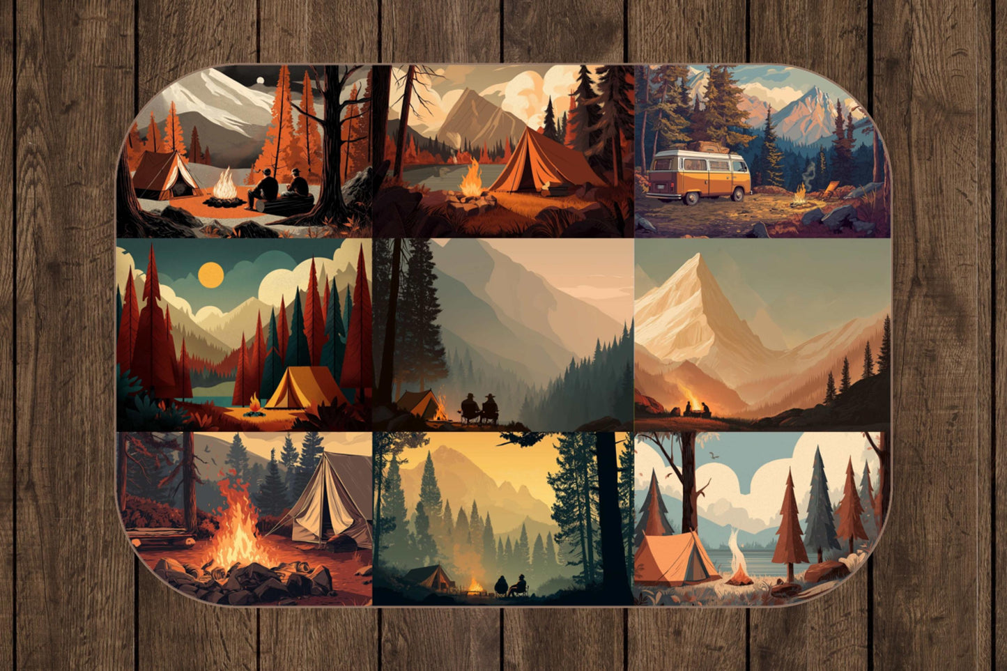 Camping Forest Sherpa Throw Blanket Mountain Campfire Design