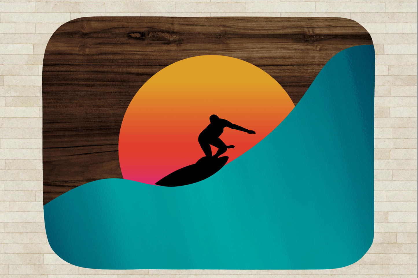 Surfer Sunset Sherpa Throw Blanket Ocean Wave Design