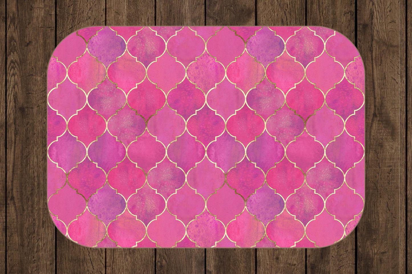 Pink Gold Sherpa Throw Blanket Moroccan Pattern Design