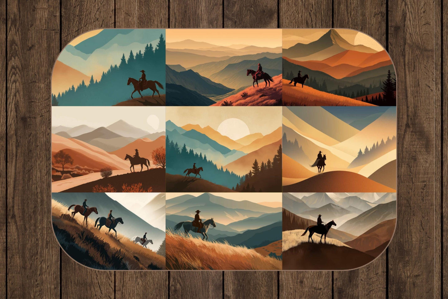 Cowboy Mountain Sherpa Throw Blanket Western Horseback Design