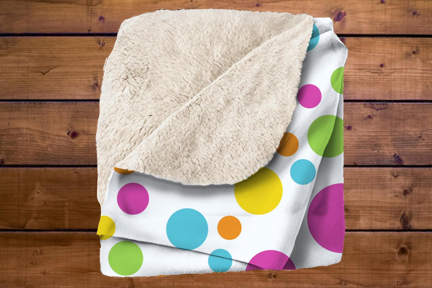 Colorful Polka Sherpa Throw Blanket Bright Dot Design