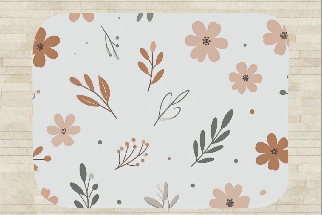 Neutral Botanical Floral Sherpa Throw Blanket Modern Minimalist Design